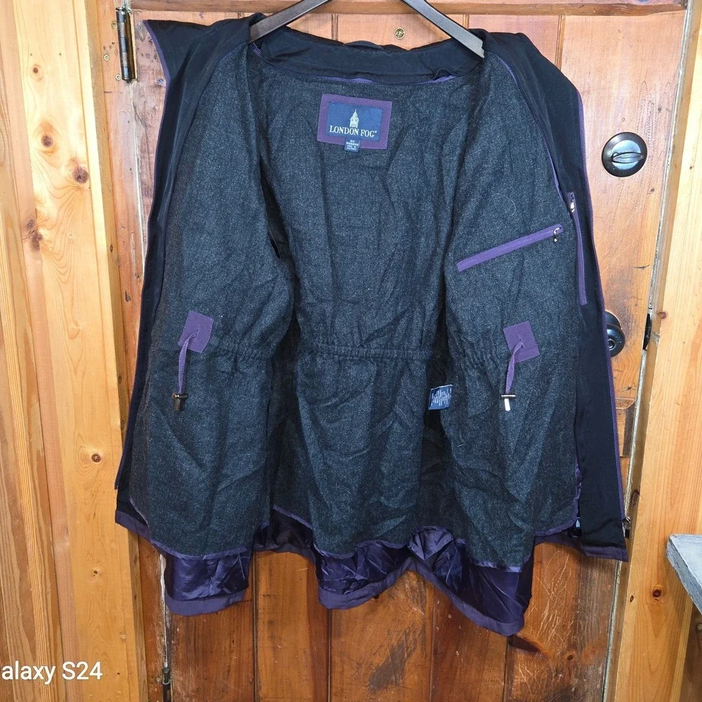 London Fog Womens 3X Purple Hooded‎ Zip Up Jacket Water Resistant Lined Warm - Picture 4 of 7